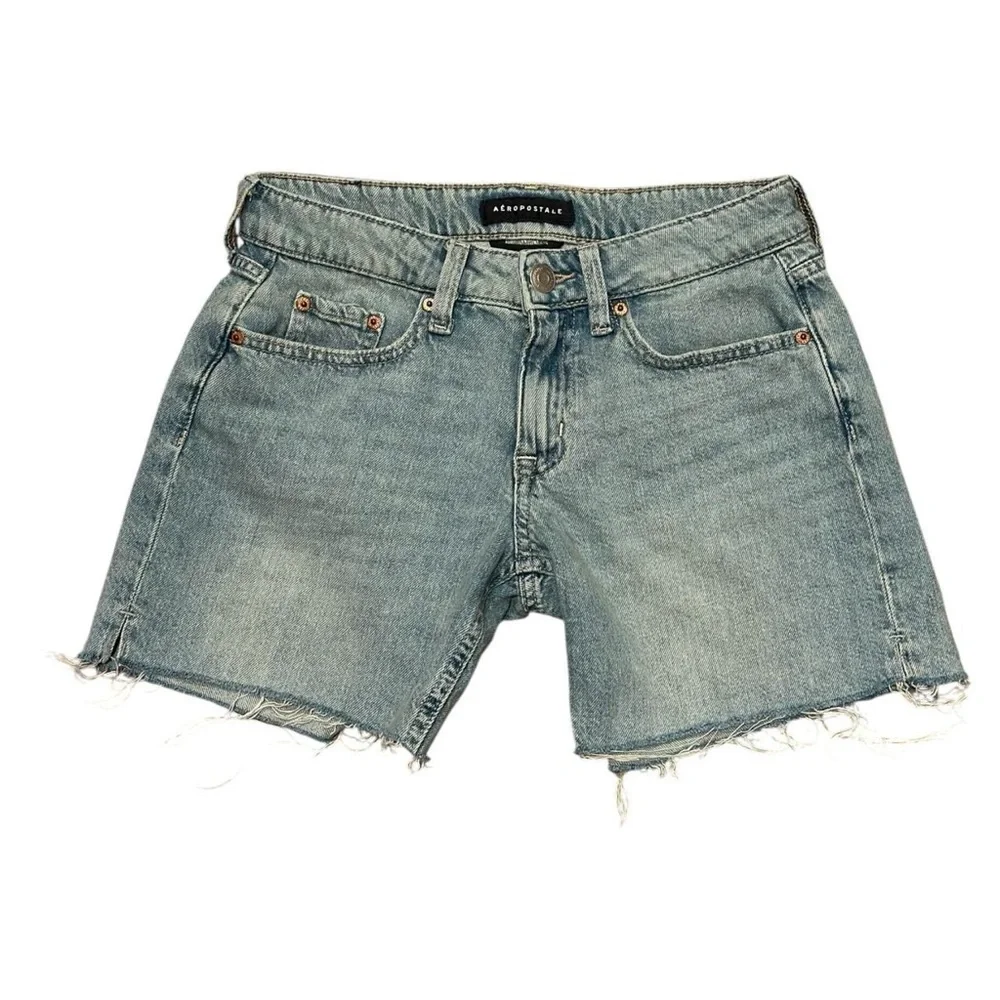 Aeropostale Distressed Light Blue Denim Baggy Cutoff Shorts